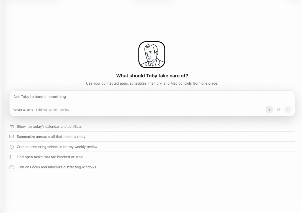 Toby.app new chat session