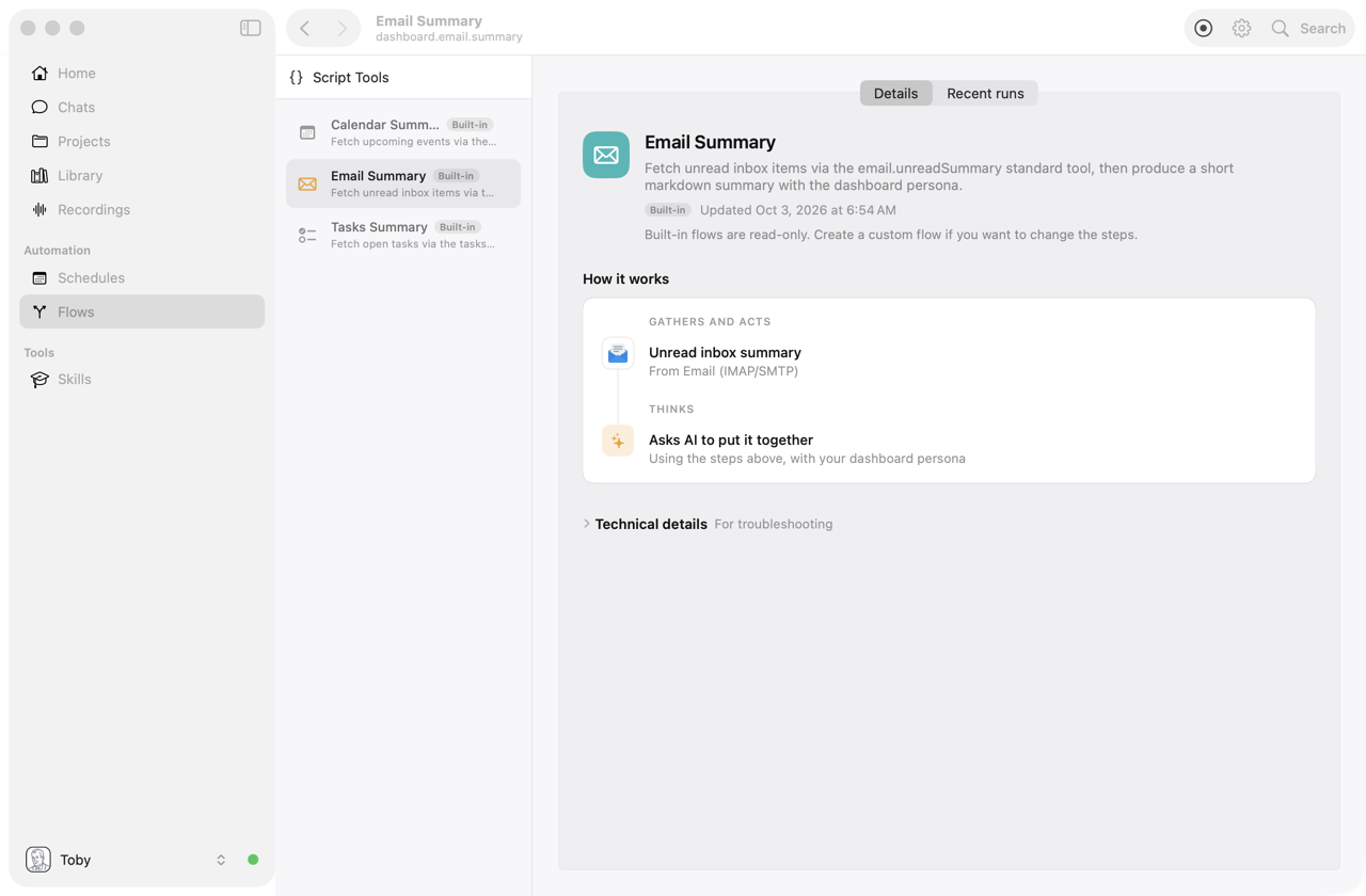 Toby.app Flows