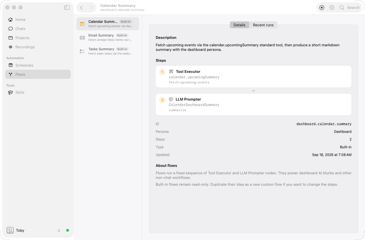 Toby.app Flows
